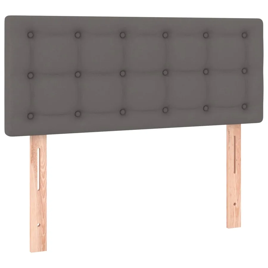 Sommier à lattes de lit avec matelas gris 120x190 cm similicuir - 7