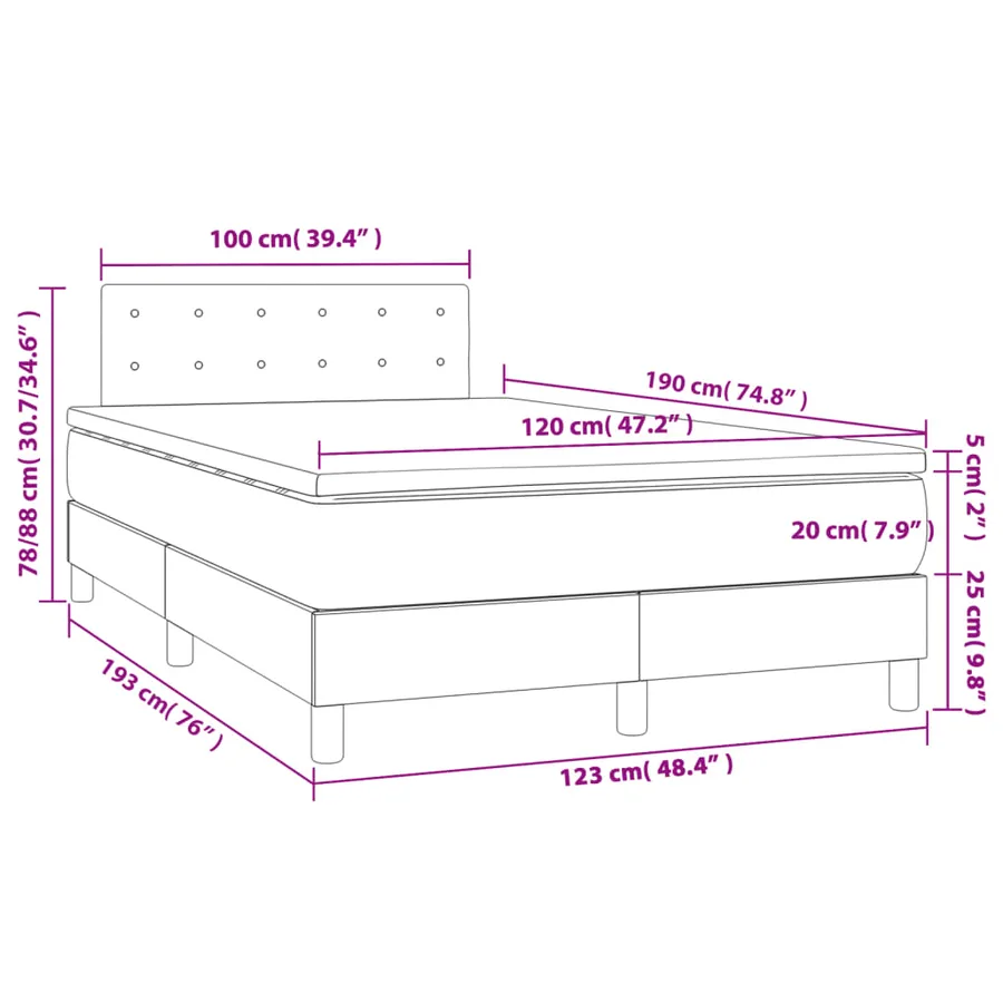 Sommier à lattes de lit avec matelas gris 120x190 cm similicuir - 9