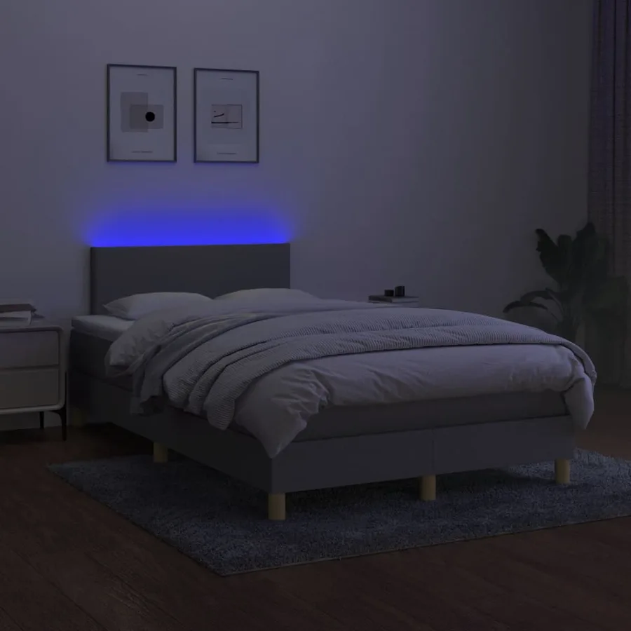 Sommier à lattes de lit matelas LED gris clair 120x190 cm tissu - 4