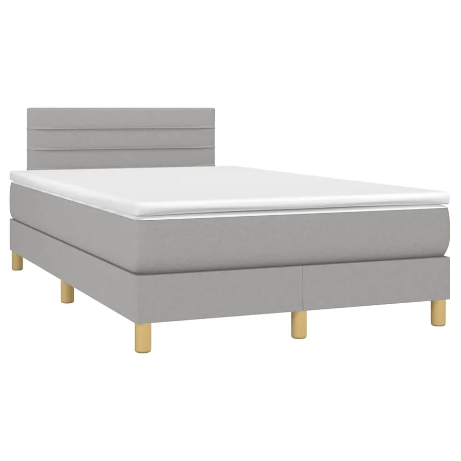 Sommier à lattes de lit matelas LED gris clair 120x190 cm tissu - 3