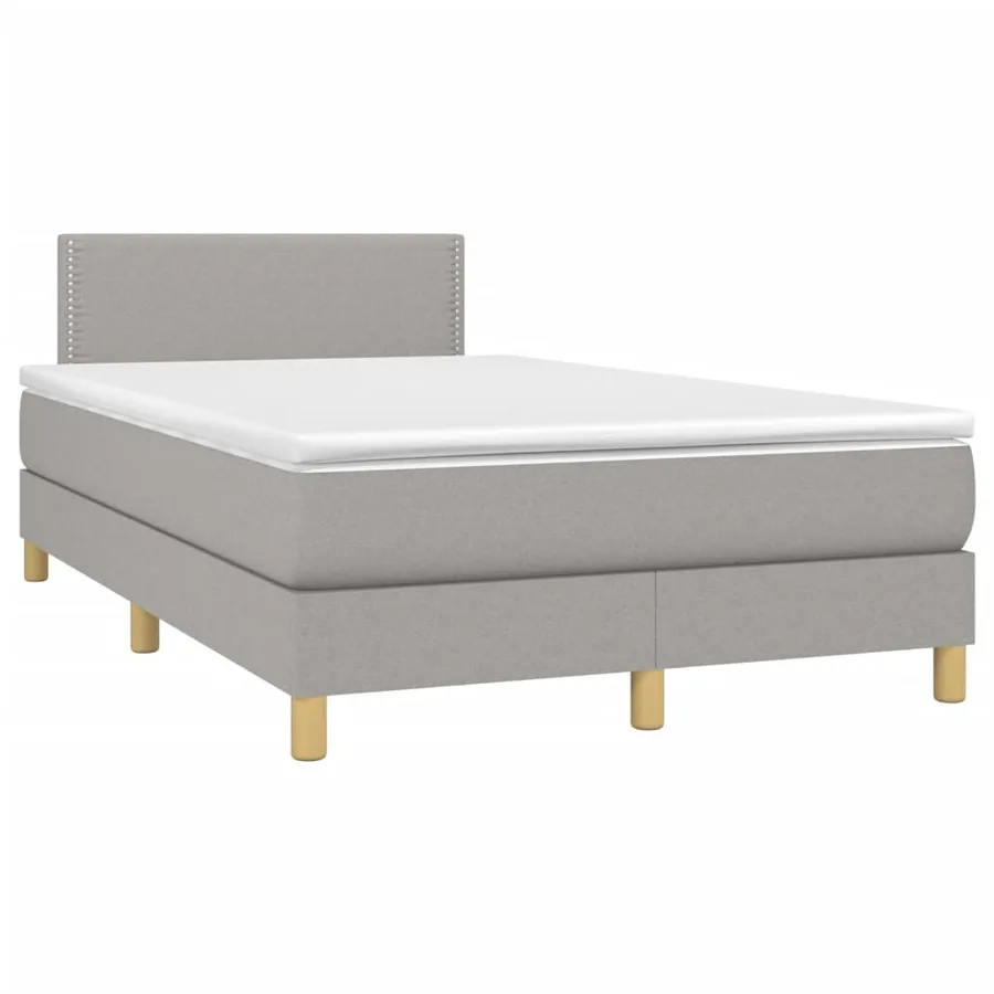 Sommier à lattes de lit et matelas gris clair 120x190 cm tissu - 2