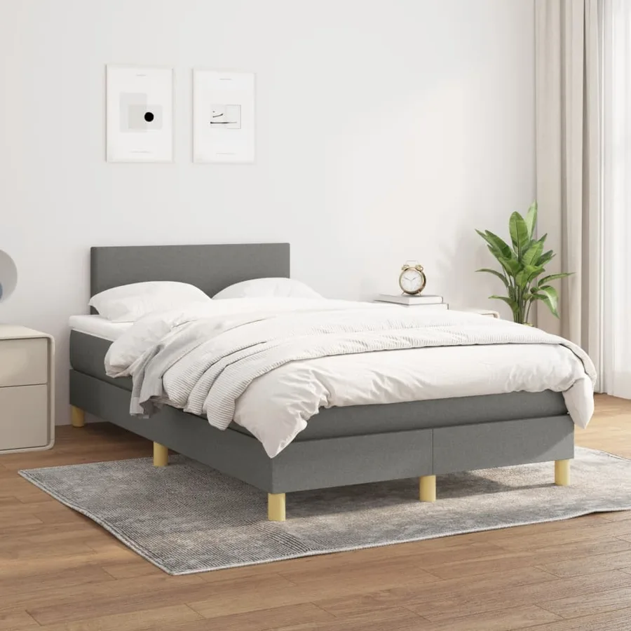 Sommier à lattes de lit avec matelas gris foncé 120x190cm tissu - 3