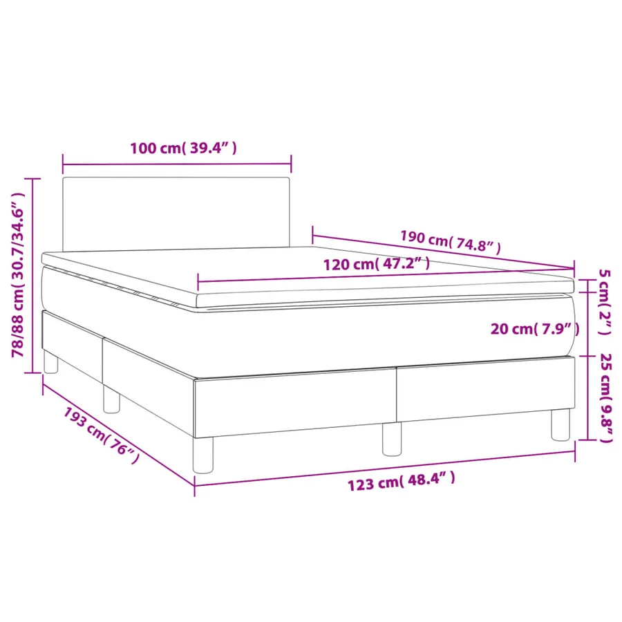 Sommier à lattes de lit avec matelas gris foncé 120x190cm tissu - 9