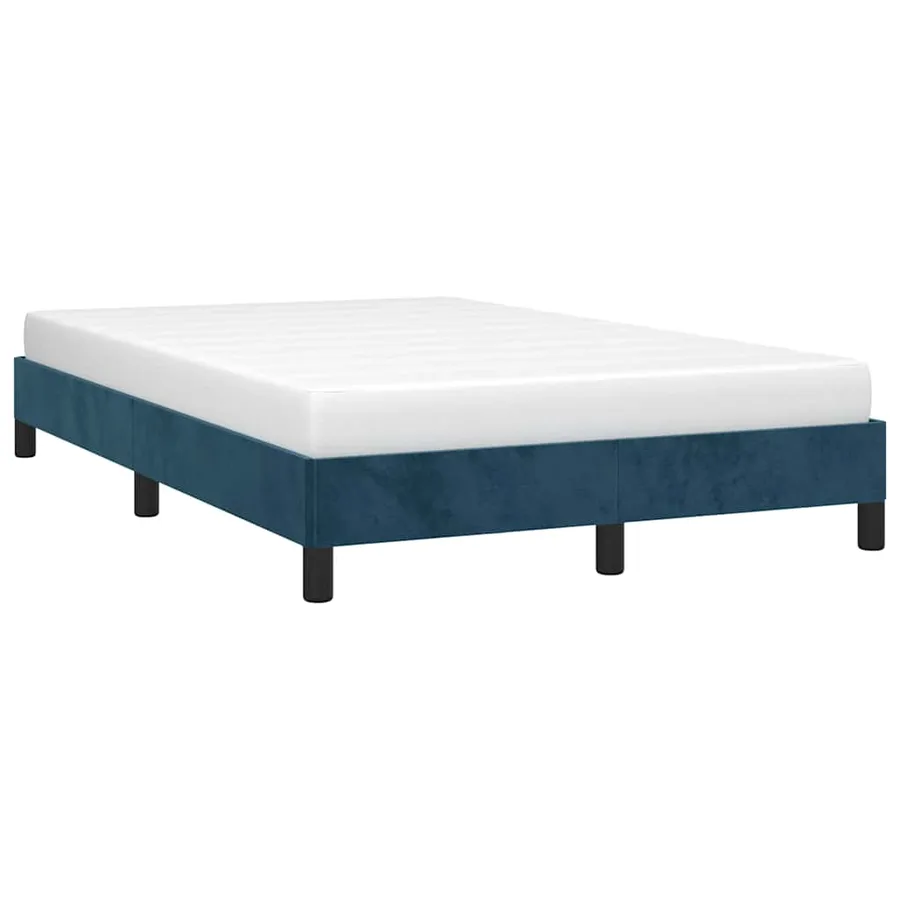 Cadre de lit sans matelas bleu foncé 120x190 cm velours - 4