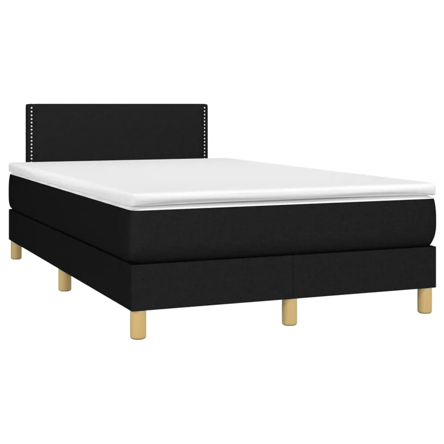 Sommier à lattes de lit avec matelas noir 120x190 cm tissu - 2