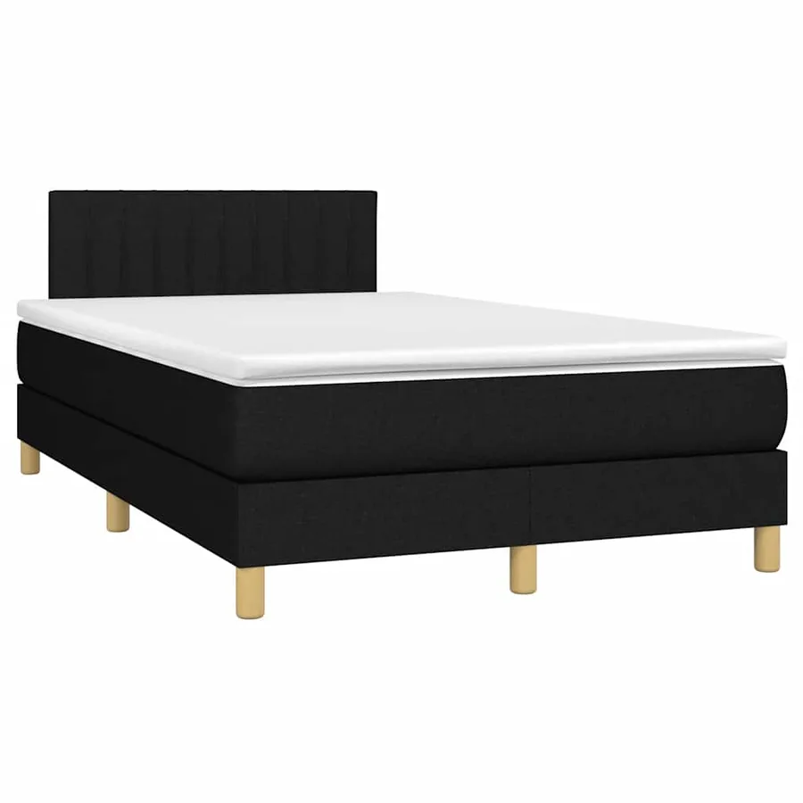 Sommier à lattes de lit matelas et LED noir 120x190 cm tissu - 3