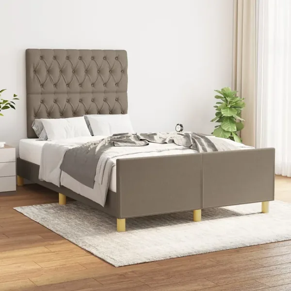 Cadre de lit sans matelas taupe 120x190 cm tissu