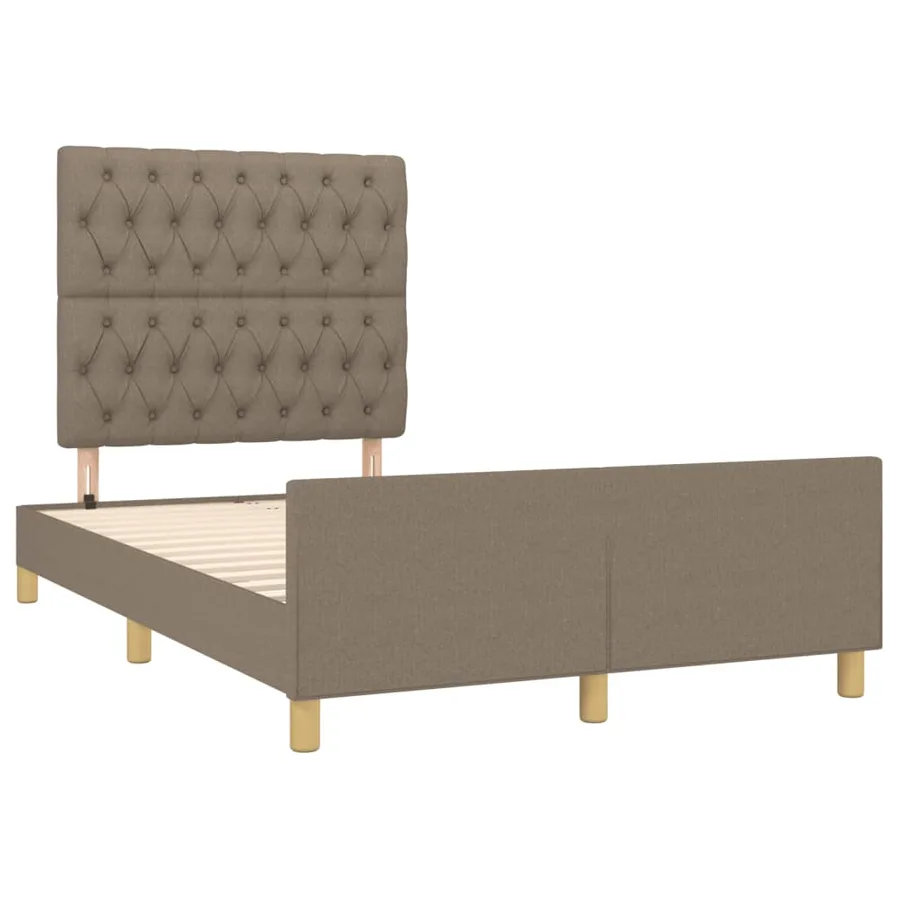 Cadre de lit sans matelas taupe 120x190 cm tissu - 3