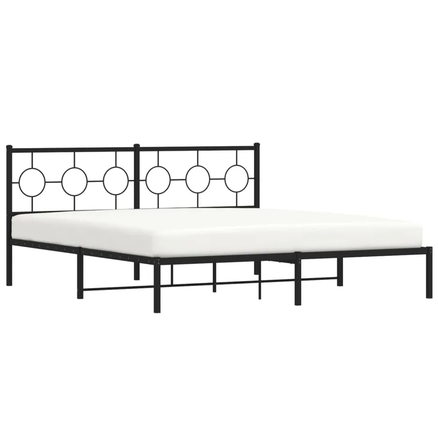 Cadre de lit métal sans matelas et tête de lit noir 180x200 cm - 4
