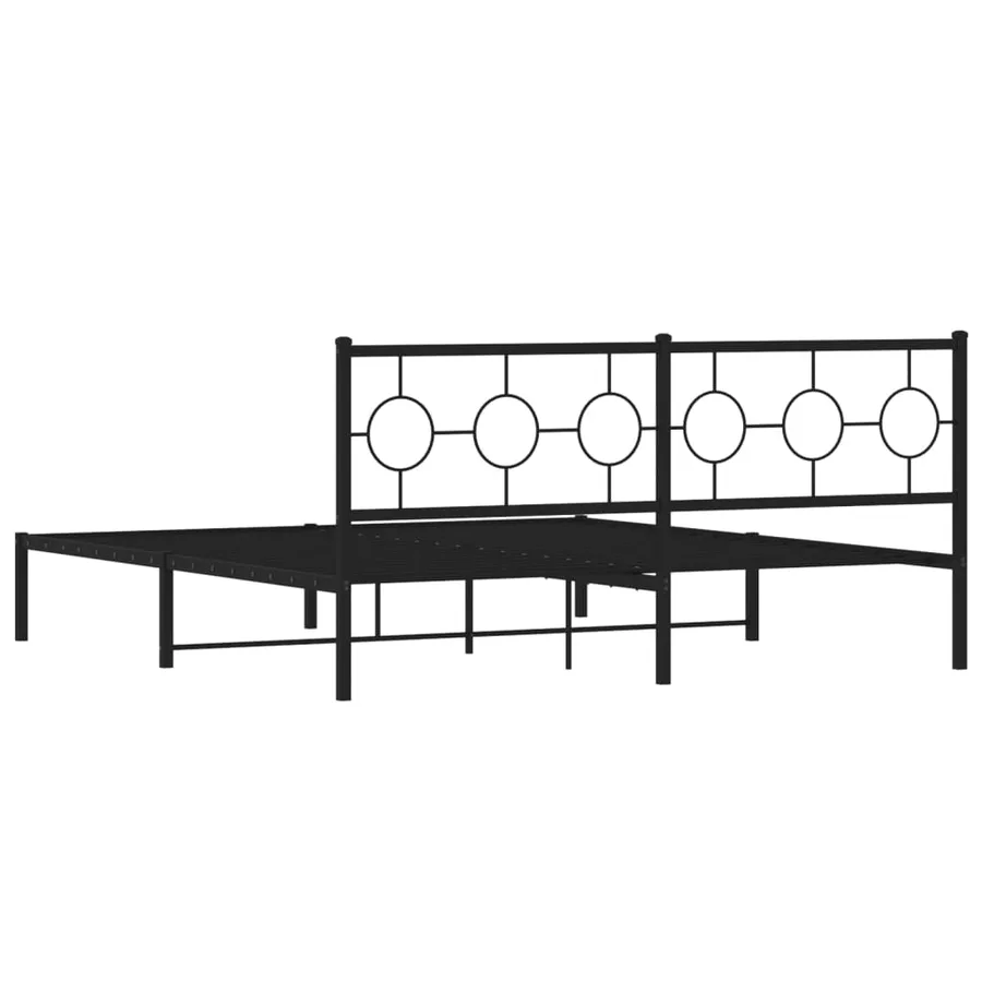 Cadre de lit métal sans matelas et tête de lit noir 180x200 cm - 7