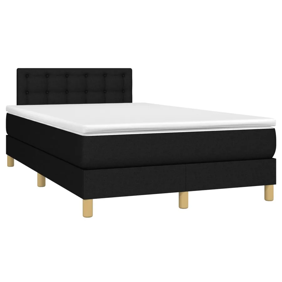 Sommier à lattes de lit avec matelas noir 120x190 cm tissu - 2