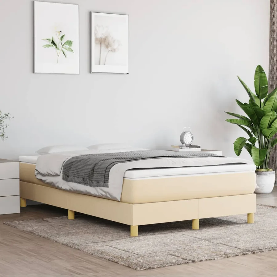 Sommier à lattes de lit avec matelas crème 120x190 cm tissu - 3