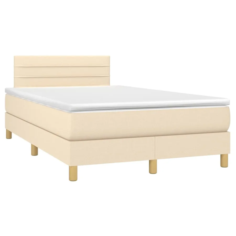 Sommier à lattes de lit avec matelas crème 120x190 cm tissu - 2