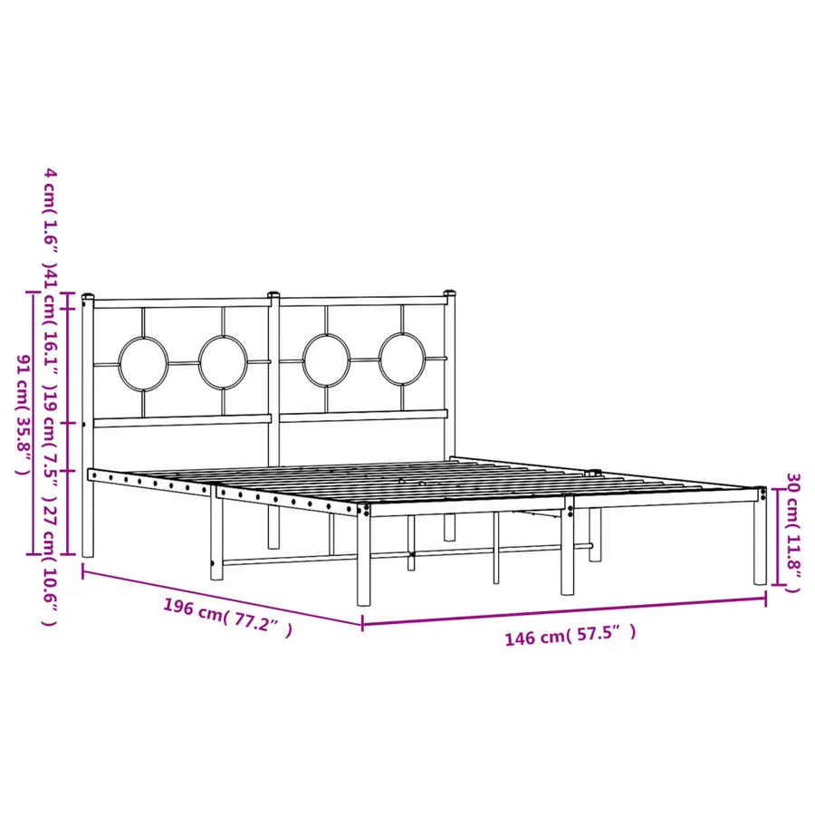 Cadre de lit métal sans matelas avec tête de lit noir 140x190cm - 10