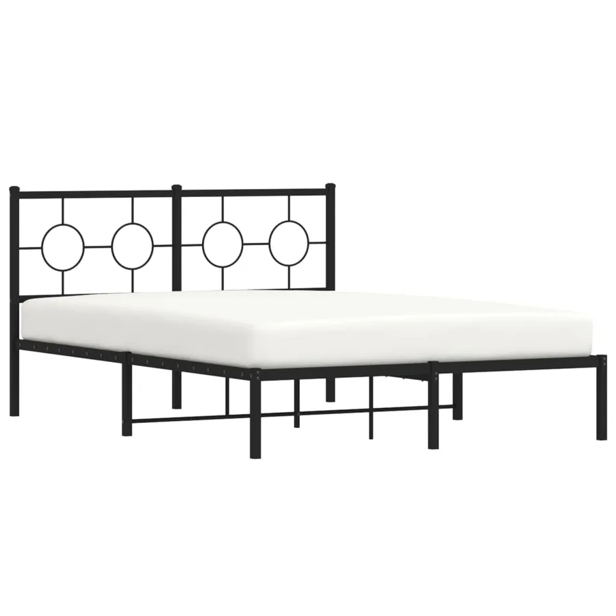 Cadre de lit métal sans matelas avec tête de lit noir 140x190cm - 4