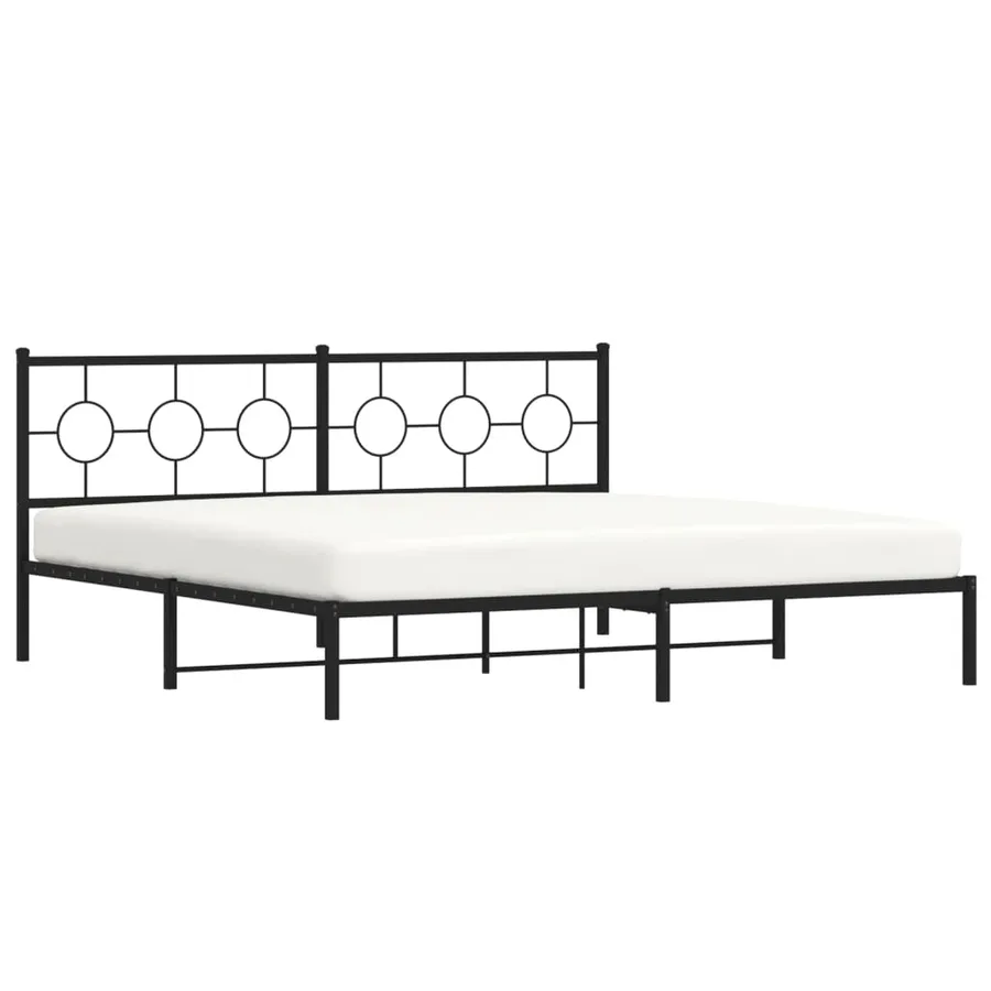Cadre de lit métal sans matelas avec tête de lit noir 193x203cm - 4