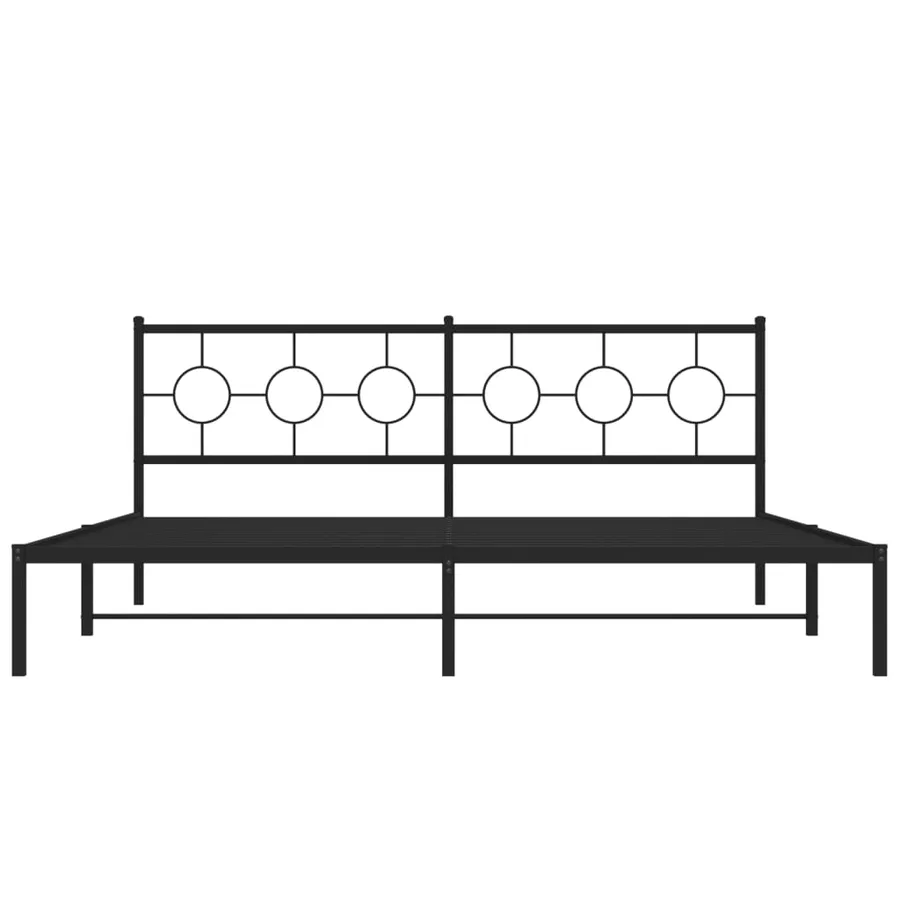Cadre de lit métal sans matelas avec tête de lit noir 193x203cm - 5