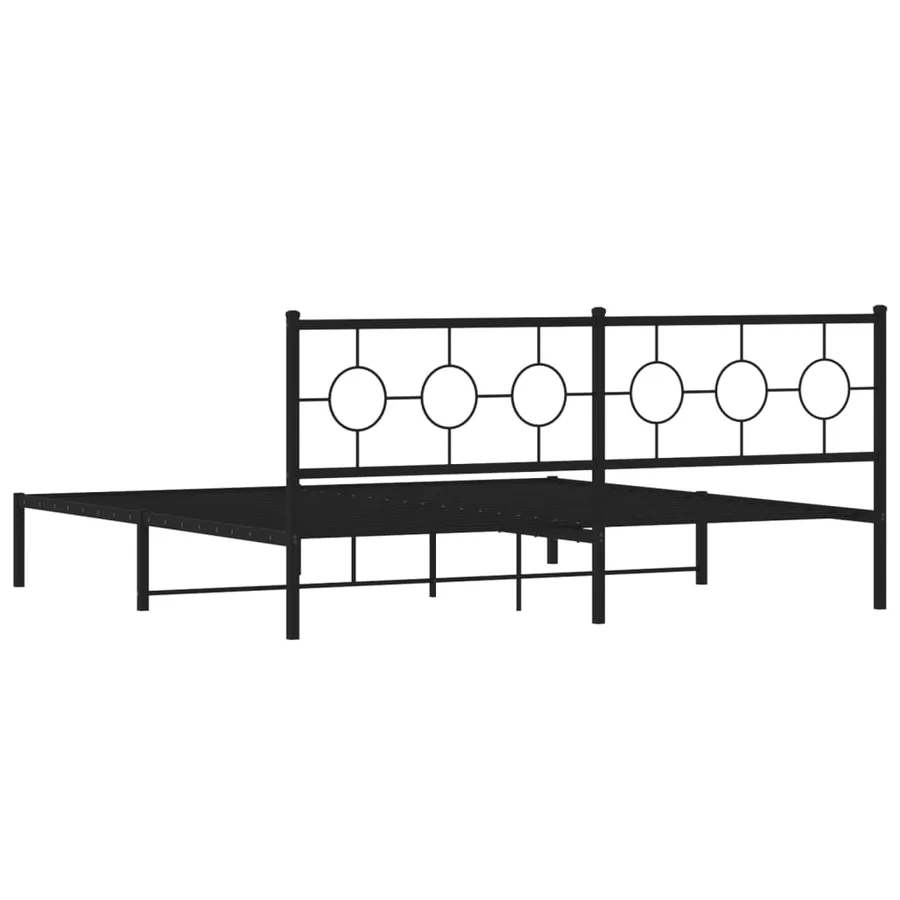Cadre de lit métal sans matelas avec tête de lit noir 193x203cm - 7