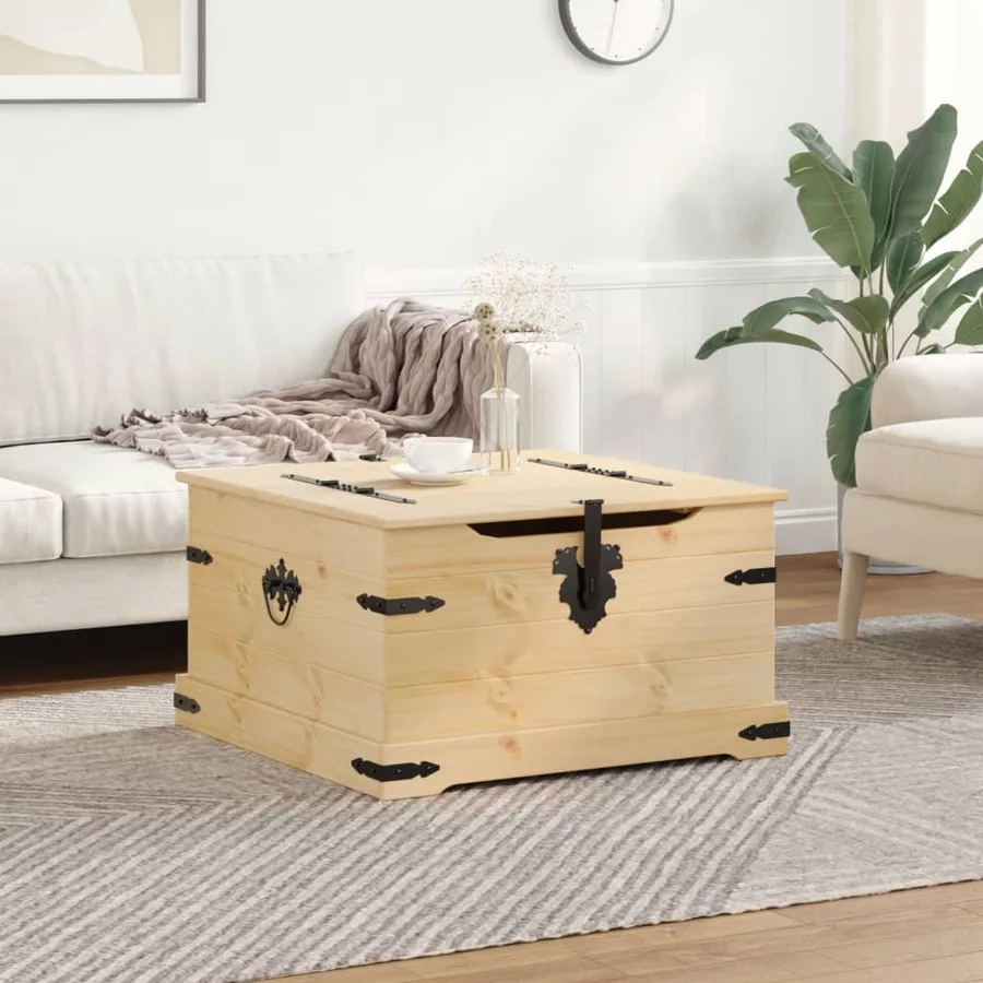 Boîte de rangement Corona 78x78x45 cm bois de pin massif - 3