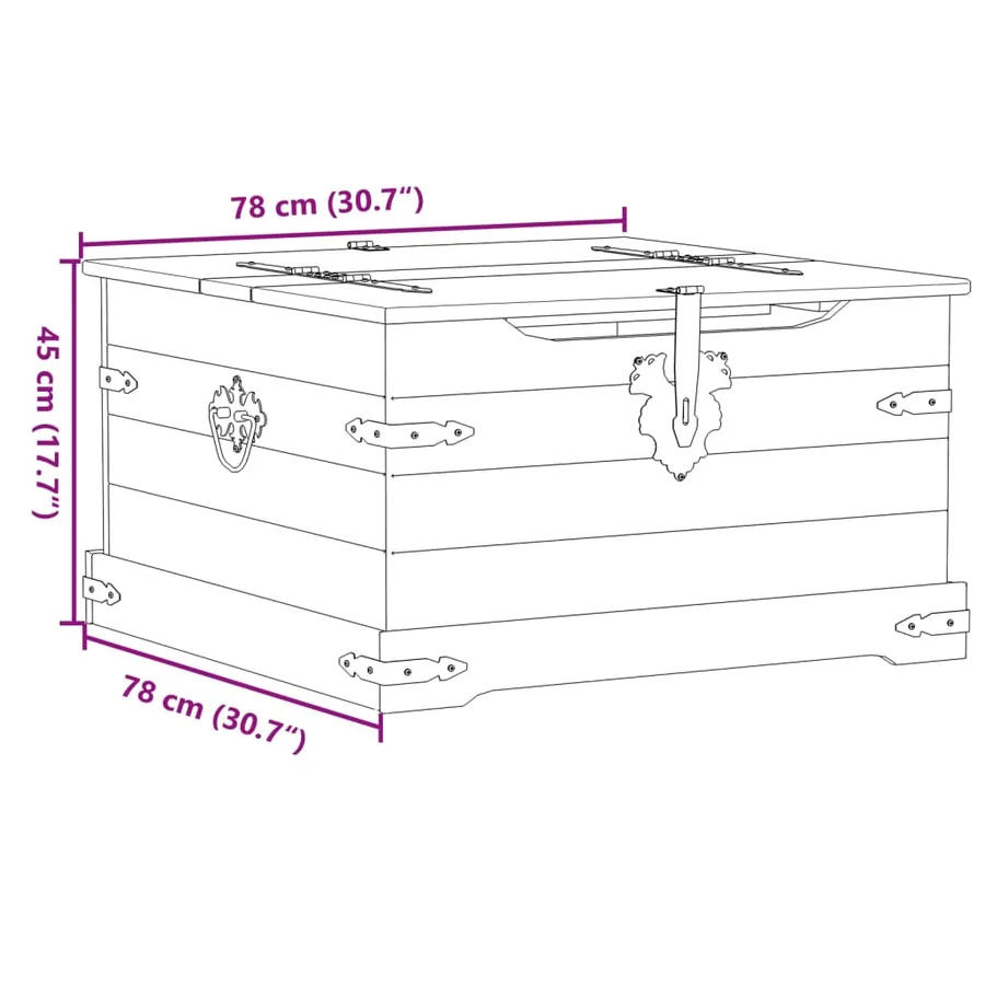 Boîte de rangement Corona 78x78x45 cm bois de pin massif - 9