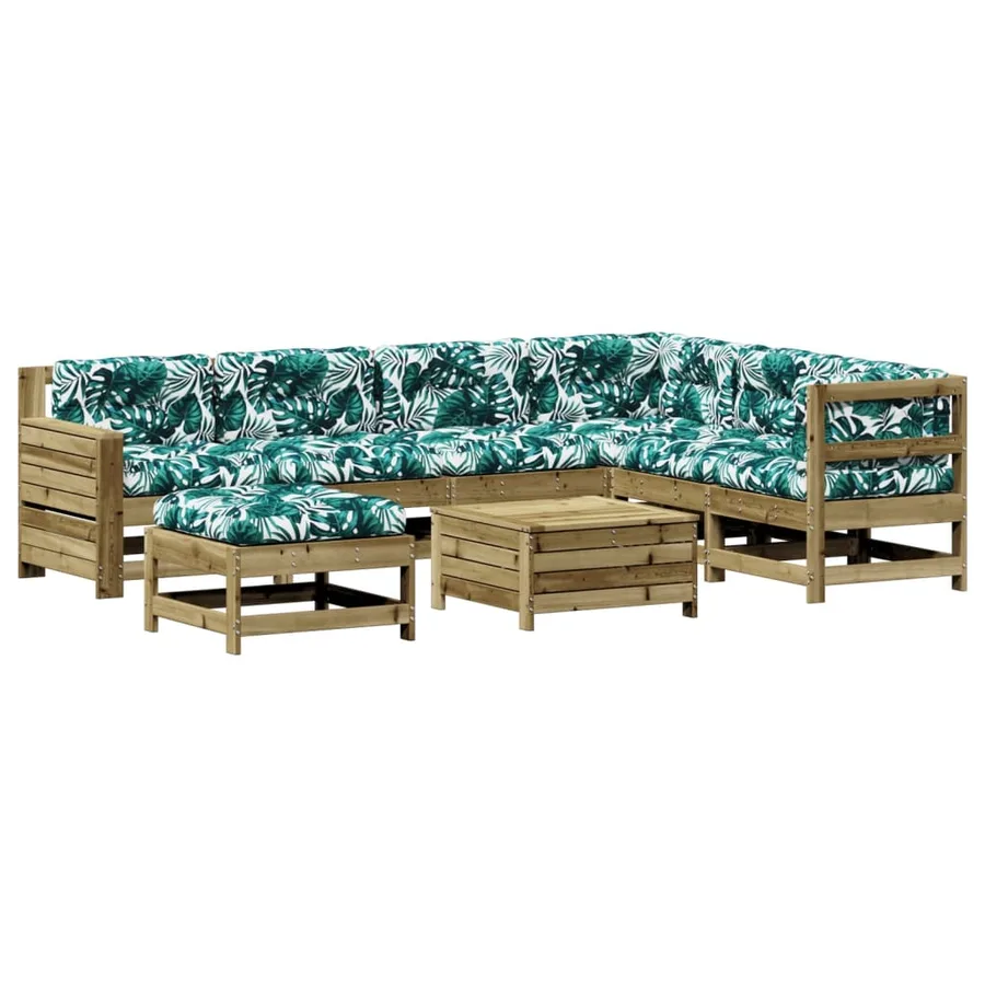 Salon de jardin 8 pcs avec coussins bois de pin imprégné - 2