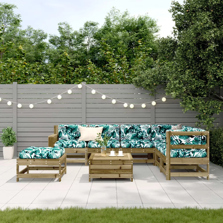 Salon de jardin 8 pcs avec coussins bois de pin imprégné - 3