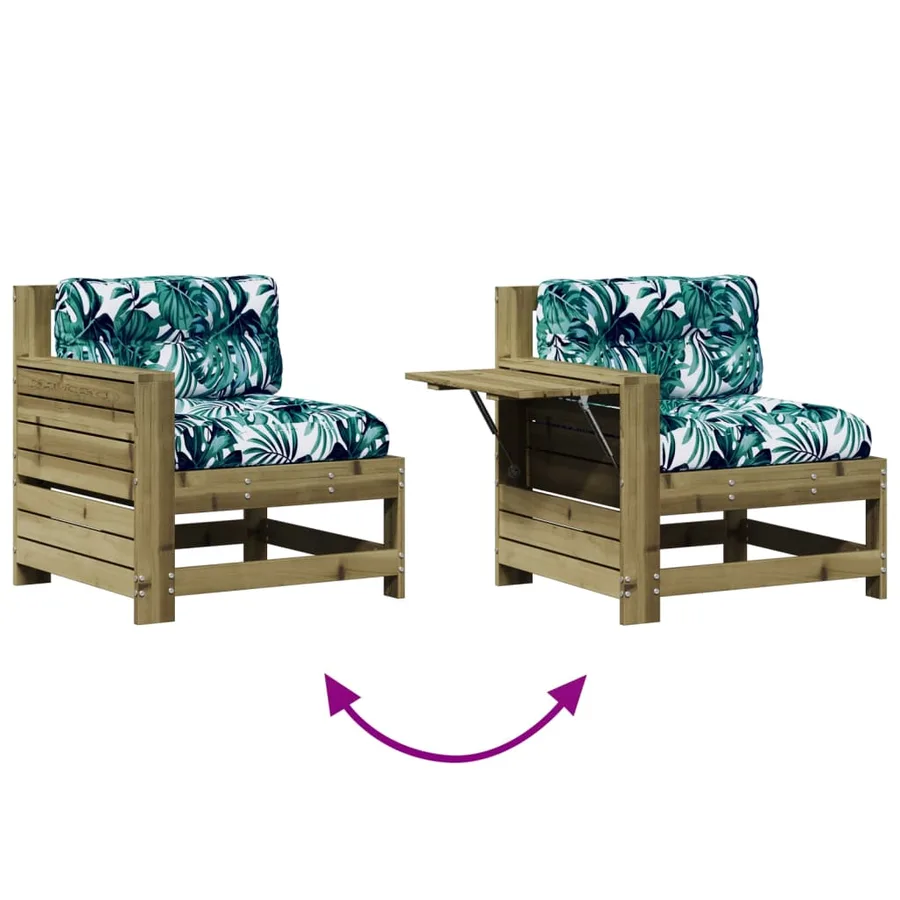 Salon de jardin 8 pcs avec coussins bois de pin imprégné - 8