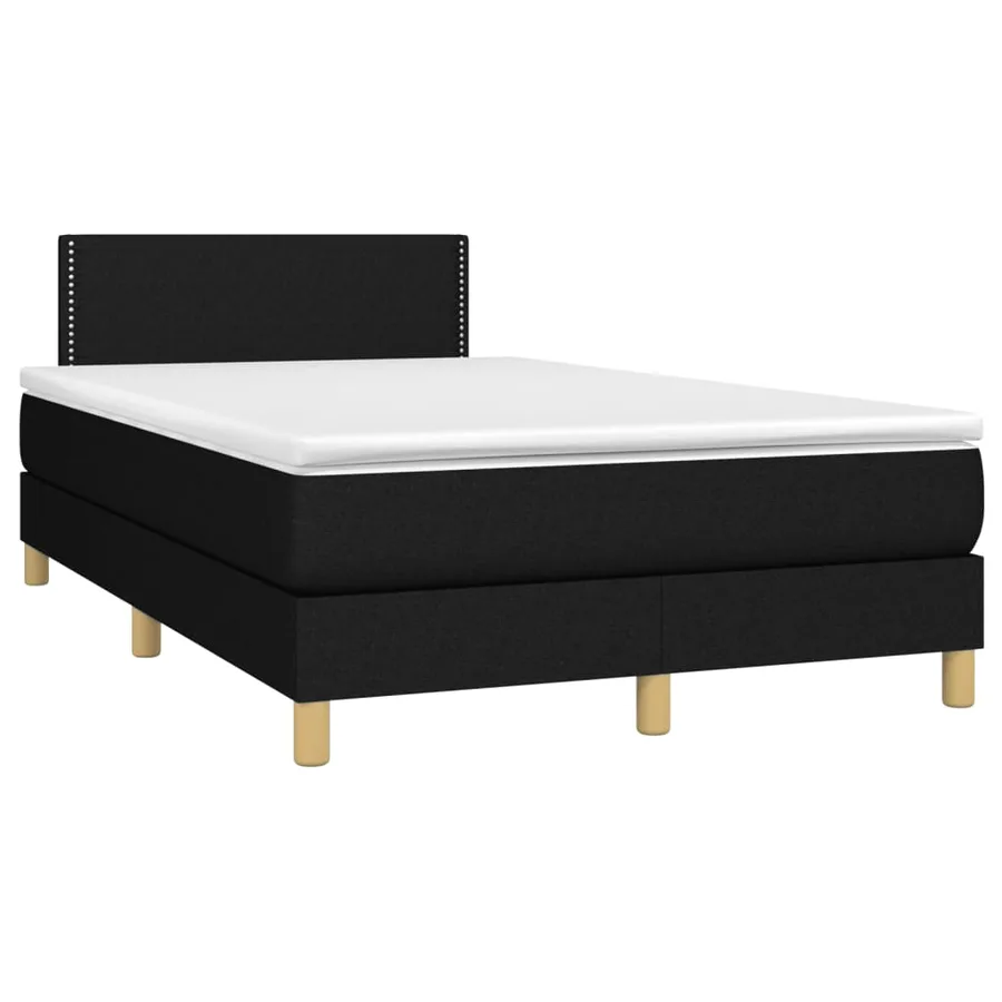 Sommier à lattes de lit matelas et LED noir 120x190 cm tissu - 3