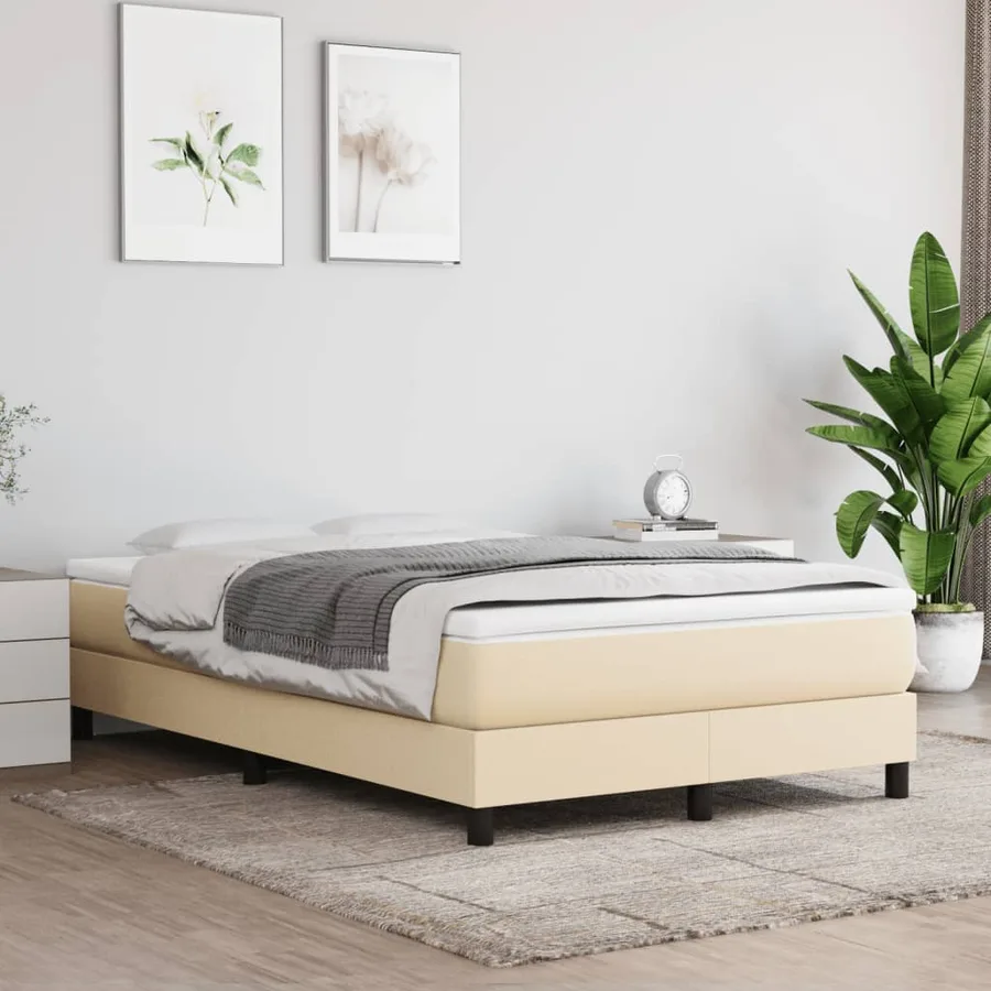 Sommier à lattes de lit avec matelas crème 120x190 cm tissu - 3