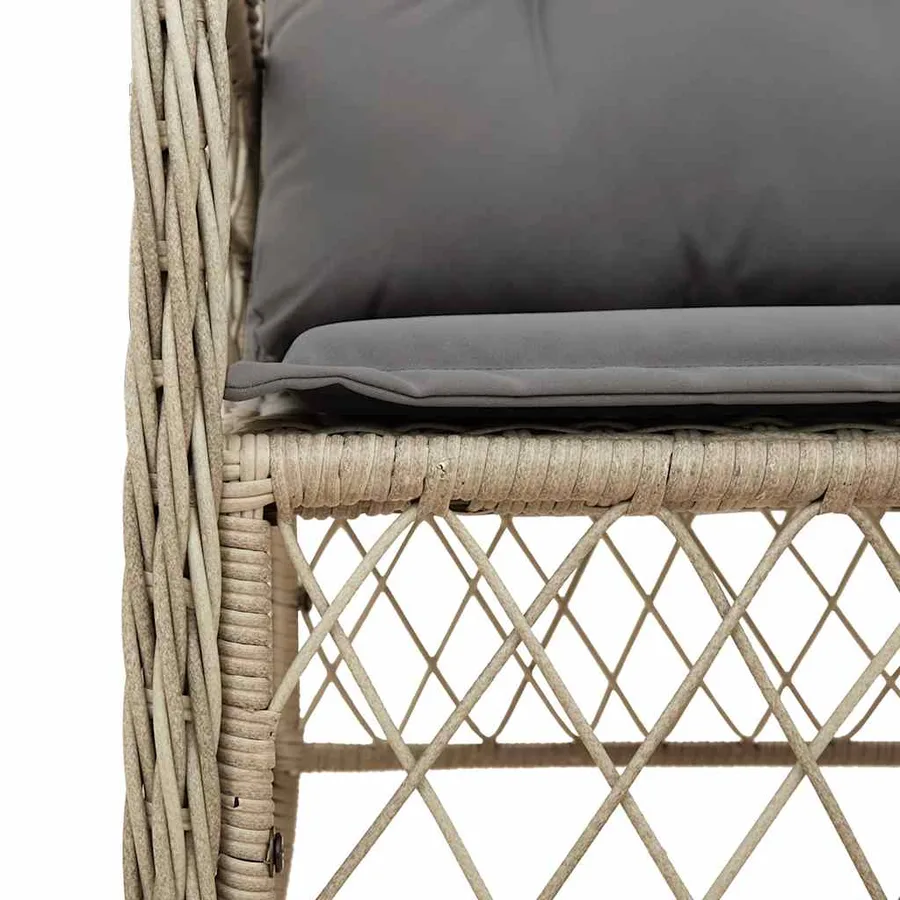 Ensemble à manger de jardin et coussins 9 pcs mélange beige - 5