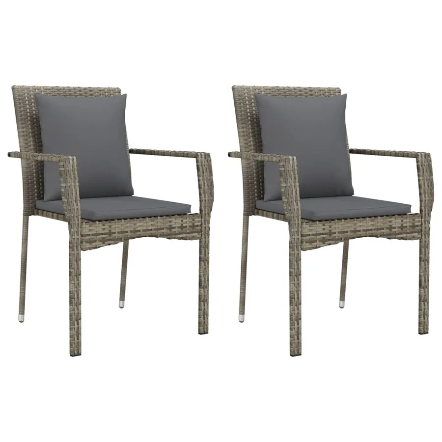 Ensemble à manger de jardin et coussins 7 pcs gris rotin - 3