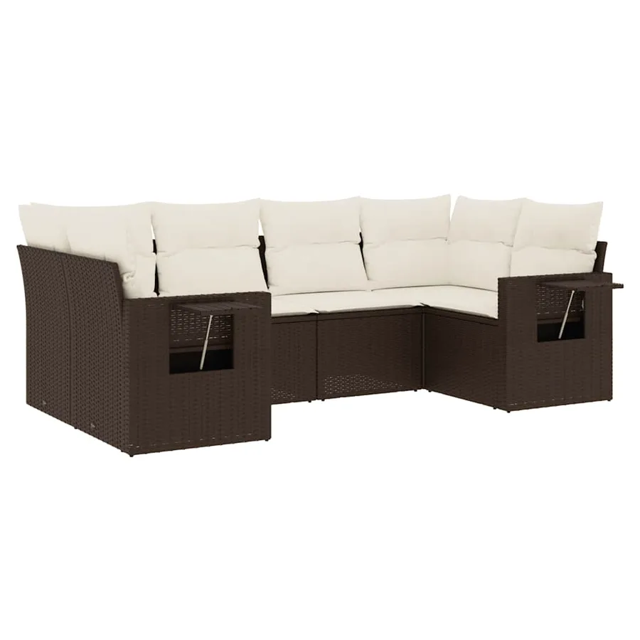 Salon de jardin avec coussins 6 pcs marron résine tressée - 2