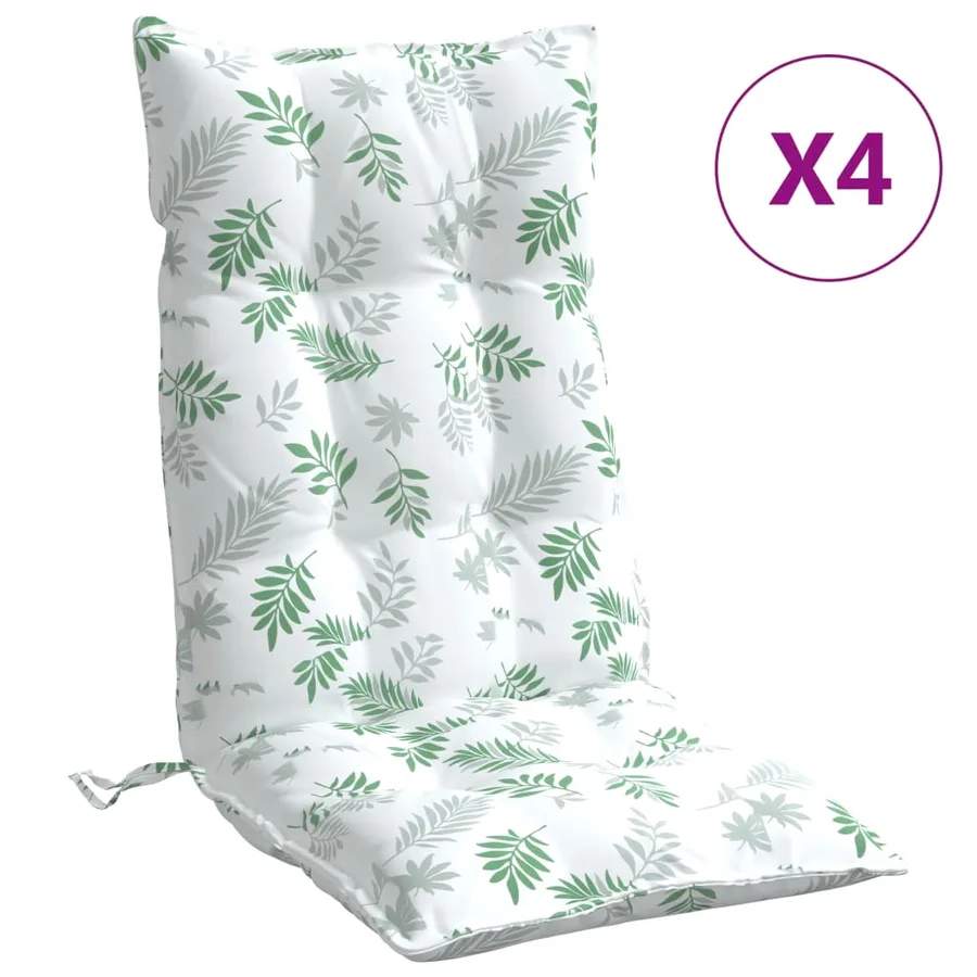 Coussins de chaise à dossier haut lot de 4 modèle de feuille - 2