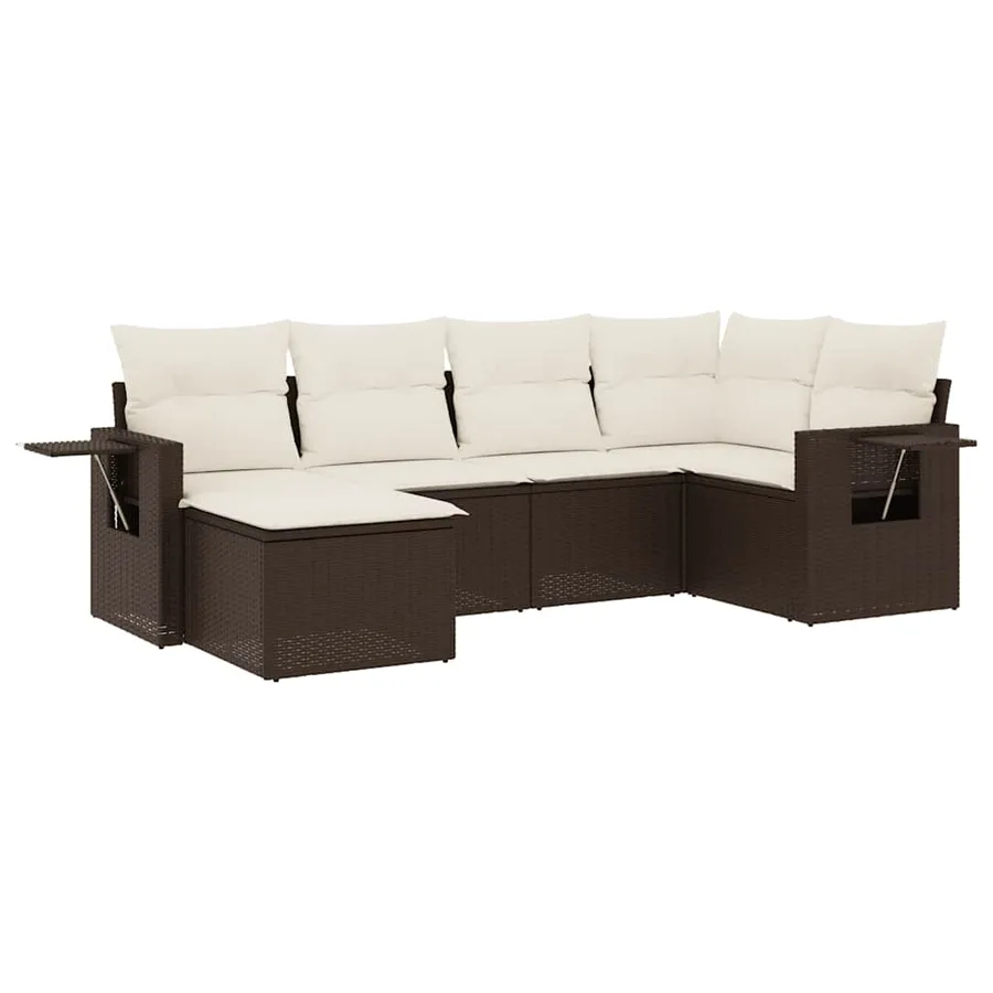 Salon de jardin avec coussins 6 pcs marron résine tressée - 2