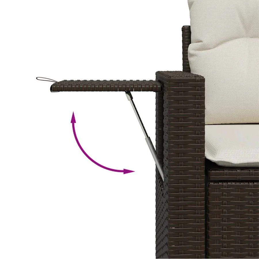 Salon de jardin avec coussins 7 pcs marron résine tressée - 3