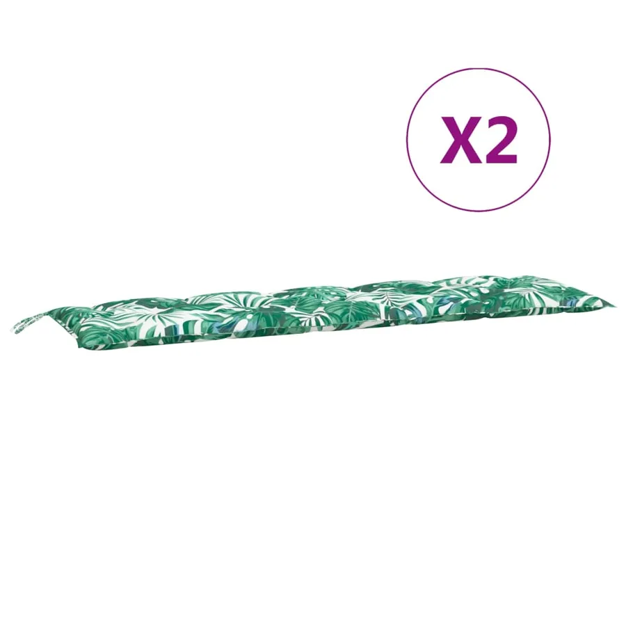 Coussins de banc de jardin lot de 2 motif de feuilles - 5