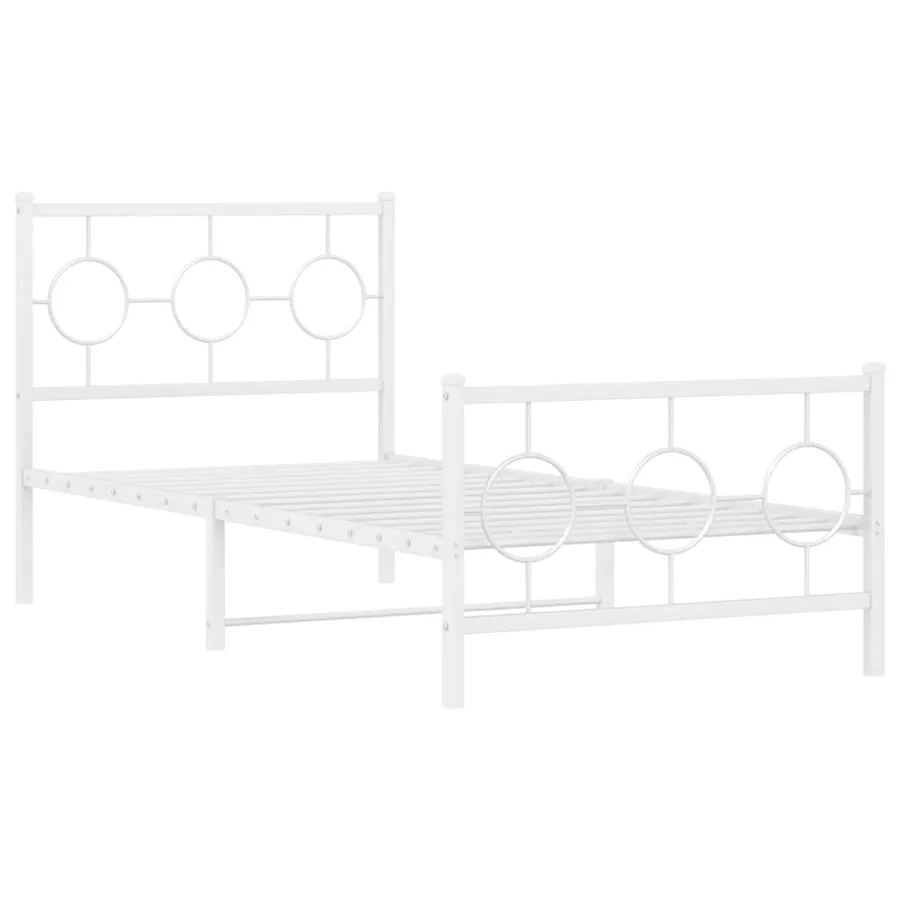 Cadre de lit métal sans matelas avec pied de lit blanc 90x190cm - 3