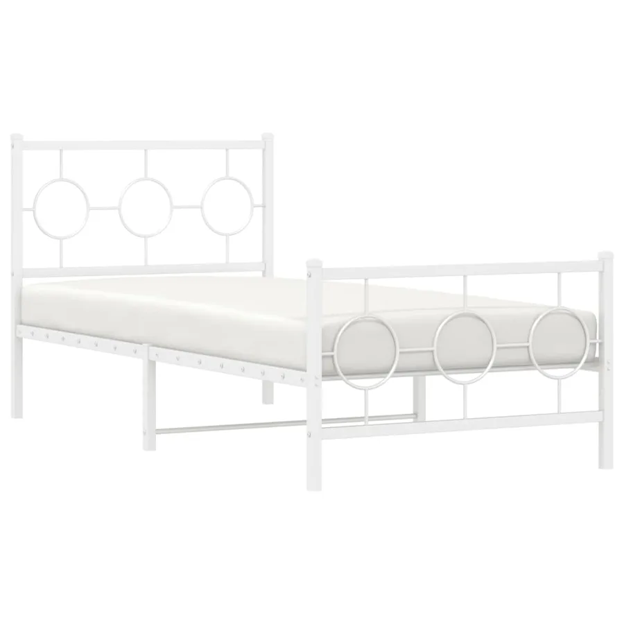 Cadre de lit métal sans matelas avec pied de lit blanc 90x190cm - 4