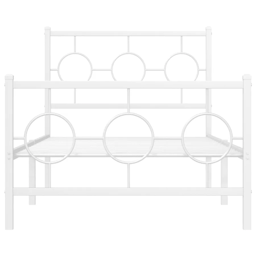 Cadre de lit métal sans matelas avec pied de lit blanc 90x190cm - 5