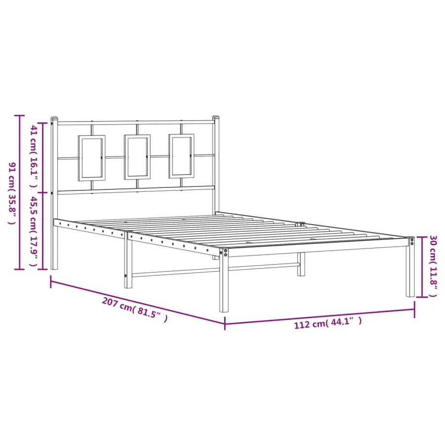 Cadre de lit métal sans matelas avec tête de lit noir 107x203cm - 10