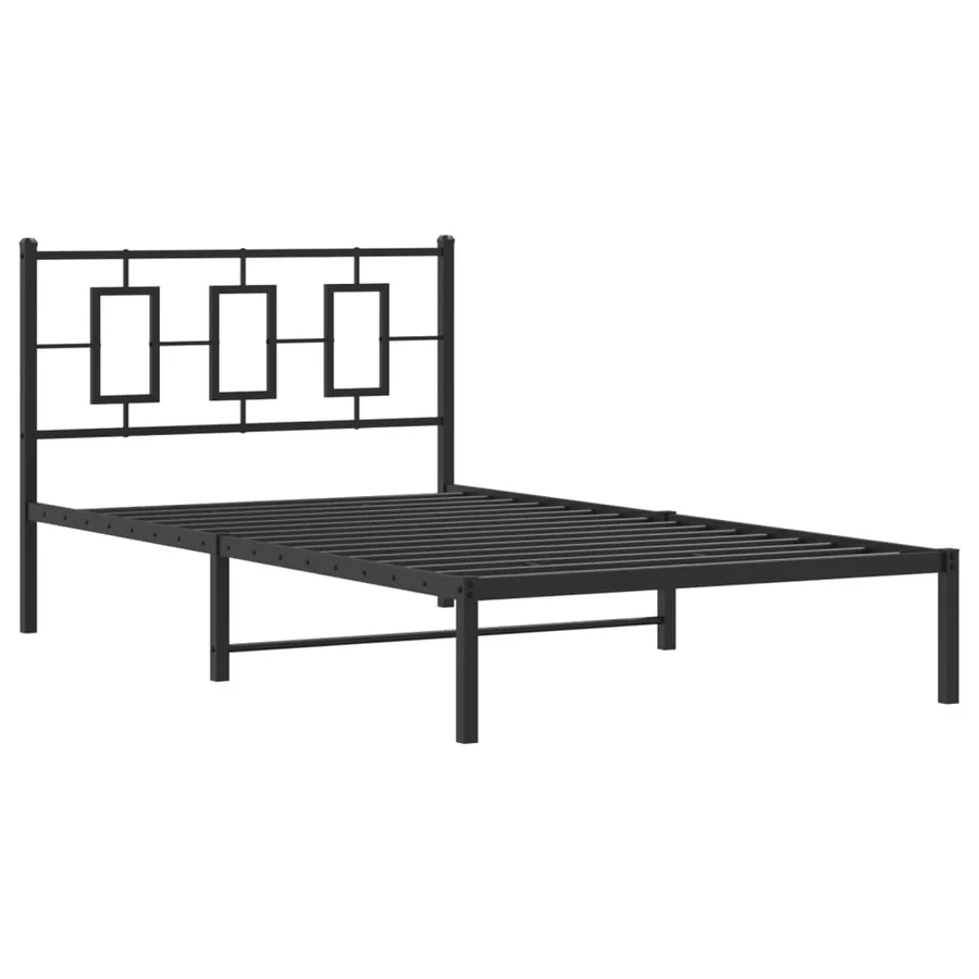 Cadre de lit métal sans matelas avec tête de lit noir 107x203cm - 3