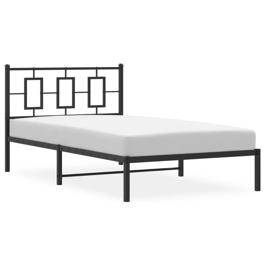 Cadre de lit métal sans matelas avec tête de lit noir 107x203cm - 4