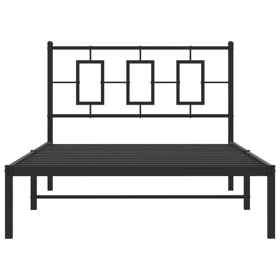 Cadre de lit métal sans matelas avec tête de lit noir 107x203cm - 5