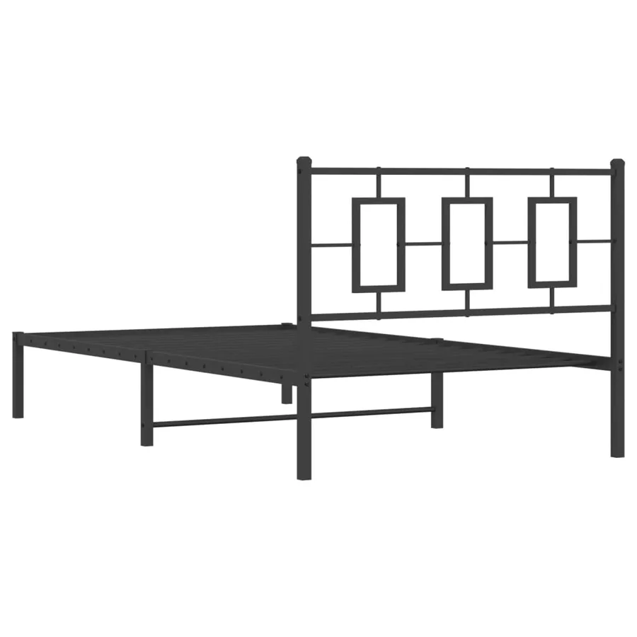 Cadre de lit métal sans matelas avec tête de lit noir 107x203cm - 7