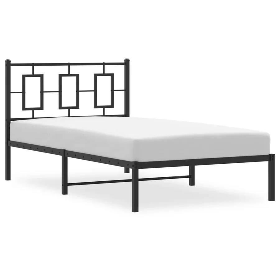 Cadre de lit métal sans matelas avec tête de lit noir 100x190cm - 4
