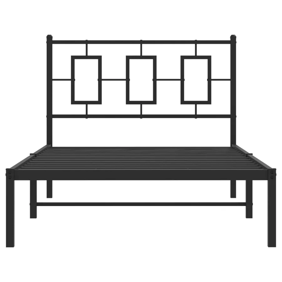 Cadre de lit métal sans matelas avec tête de lit noir 100x190cm - 5