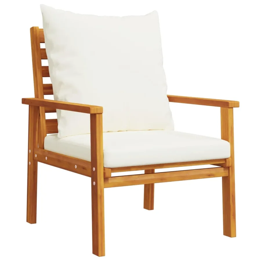 Salon de jardin 4 pcs avec coussins Bois d'acacia solide - 5
