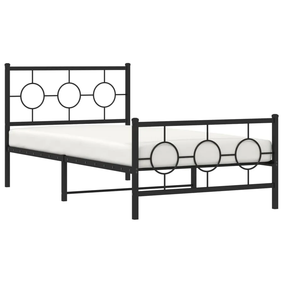 Cadre de lit métal sans matelas et pied de lit noir 100x200 cm - 4