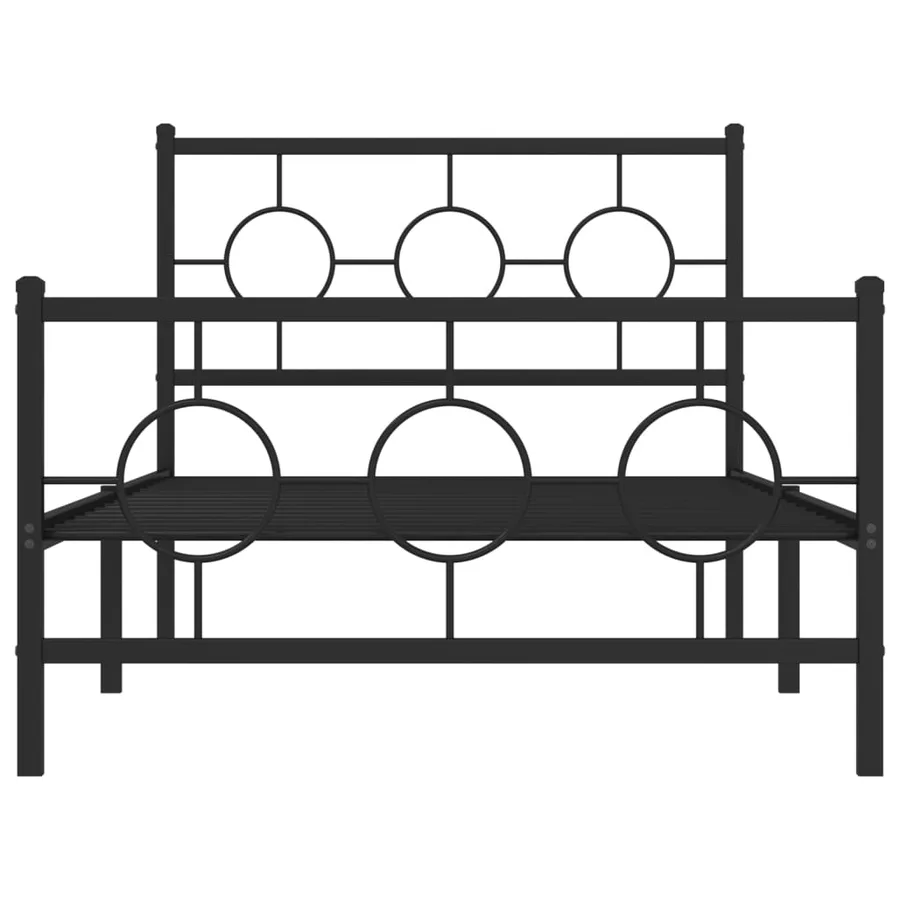 Cadre de lit métal sans matelas et pied de lit noir 100x200 cm - 5