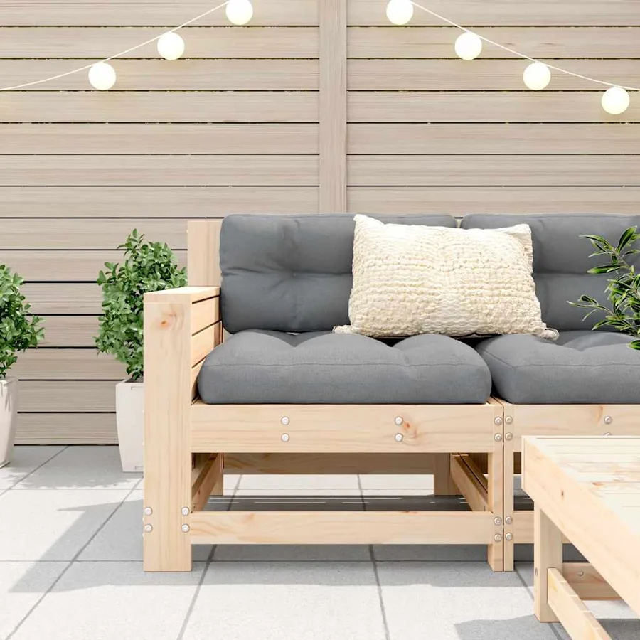 Canapé de jardin accoudoir avec coussin bois massif de pin - 3